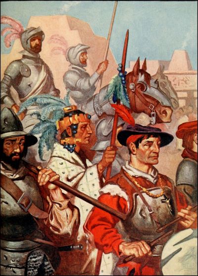 Indios americanos se libraron de su tiranía un 12 de octubre de 1492 Rohm_d201_the_conquistadors_enter_tenochtitlan_to_the_sounds_of_martial_music